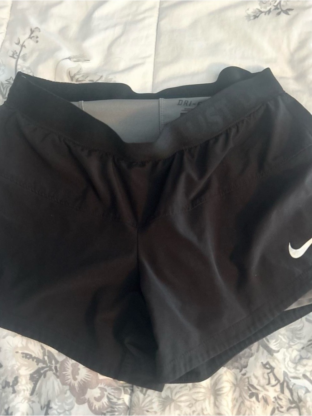Nike Black Women's Dri-FIT Athletic Shorts with White Swoosh